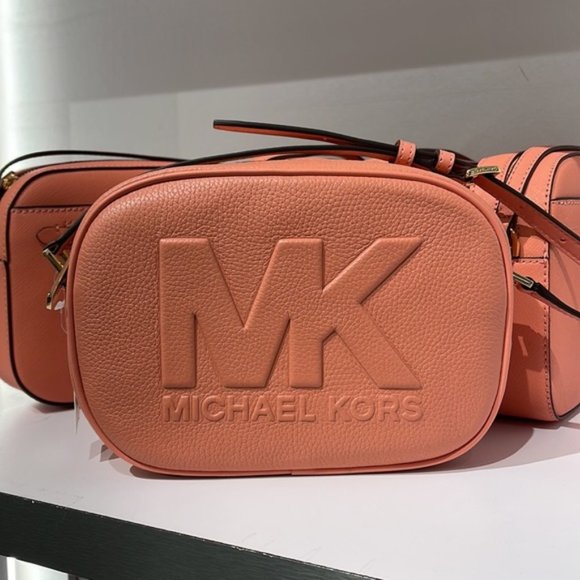 Michael Kors Jet Set Medium Embossed Pebbled Leather Crossbody Bag Sherbert - Picture 11 of 16